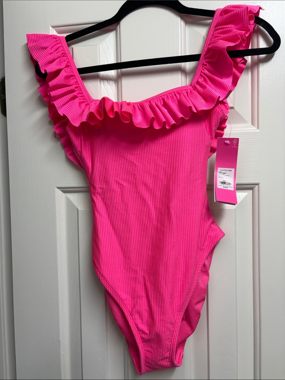 Lilly Pulitzer Hot Pink Ruffled One-Piece Swimsuit
